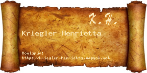 Kriegler Henrietta névjegykártya