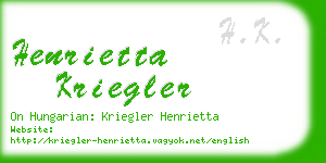 henrietta kriegler business card